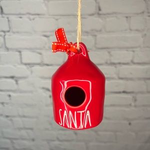 Rae Dunn Red Santa Mini Christmas Birdhouse Ornament Ribbon Bow‎ NWT